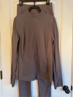 Avia Mauve Zip-Front Athletic Jacket and Pants Set